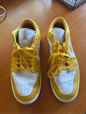 Nike Yellow and White Low-Top Sneakers